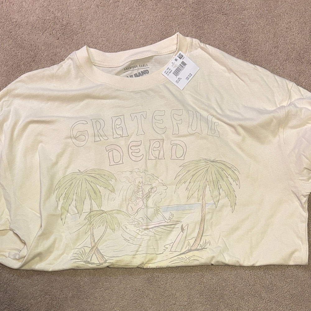 American Eagle Outfitters Pale Yellow Grateful Dead Band Tee